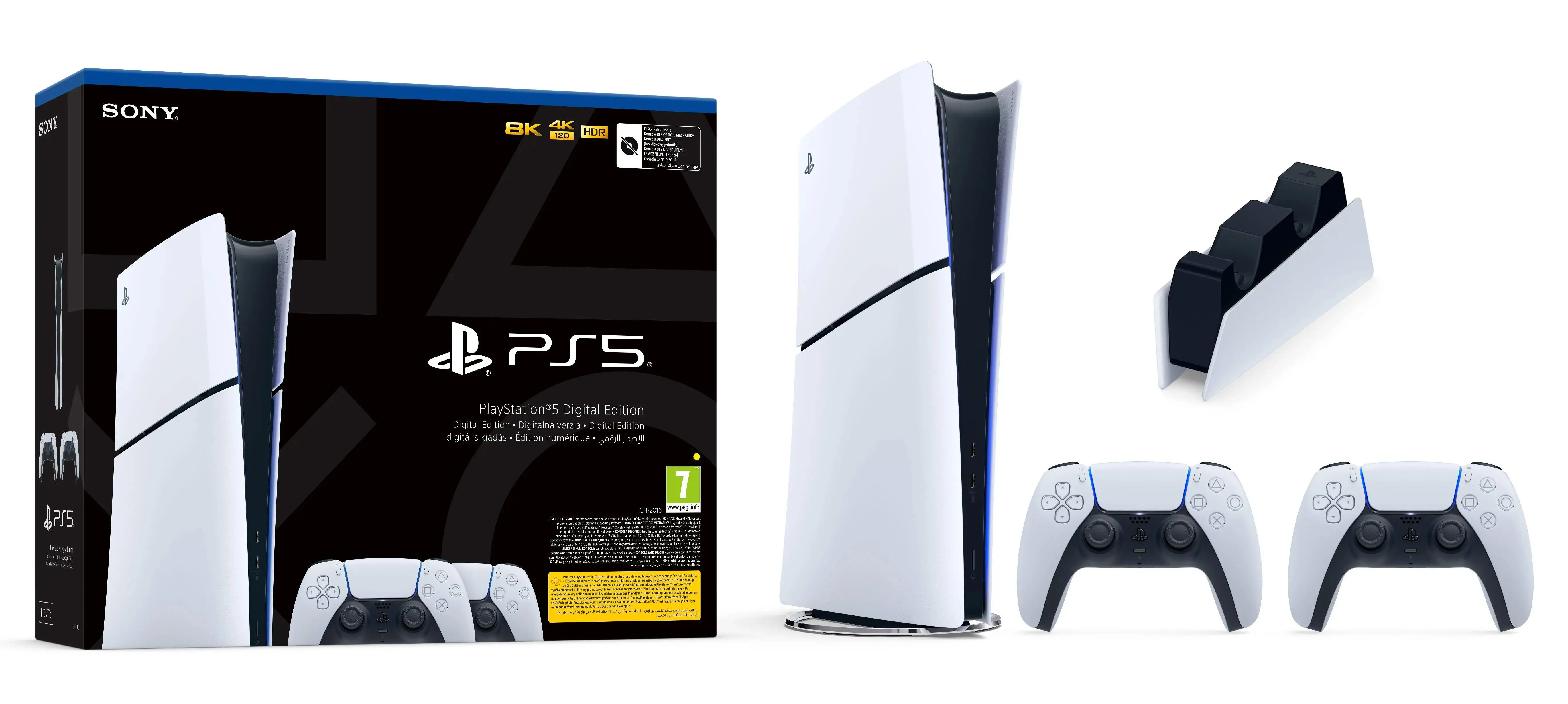 Konsola Sony PlayStation 5 Digital Slim D Chassis (PS5) 1TB + Dodatkowy Pad Biały + Stacja Ładowania DualSense