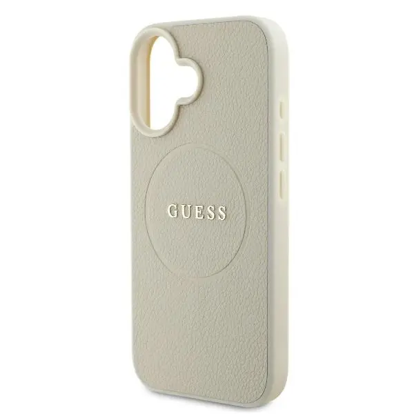 Etui Guess hardcase Grained Ring MagSafe iPhone 16 Beżowy