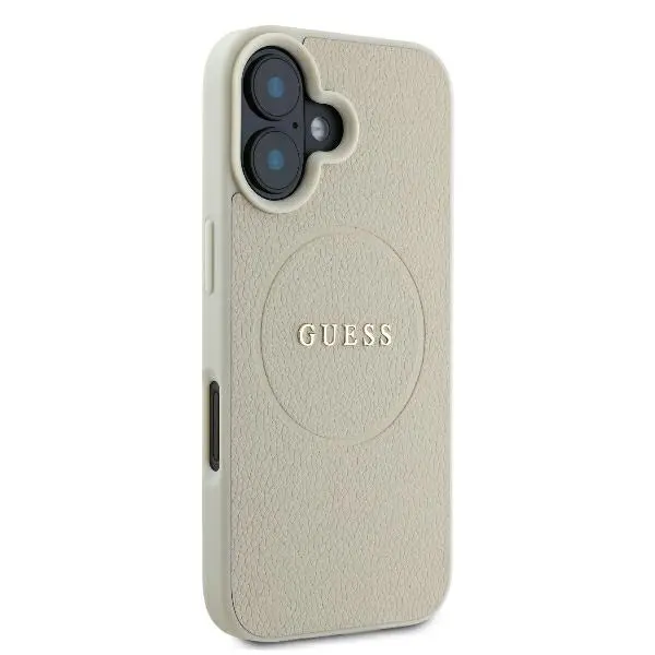 Etui Guess hardcase Grained Ring MagSafe iPhone 16 Beżowy