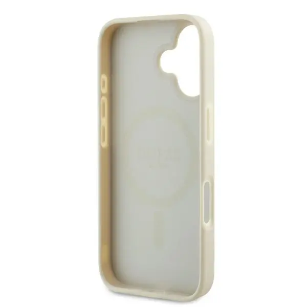Etui Guess hardcase Grained Ring MagSafe iPhone 16 Beżowy