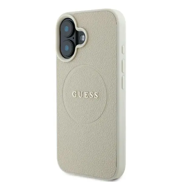 Etui Guess hardcase Grained Ring MagSafe iPhone 16 Beżowy