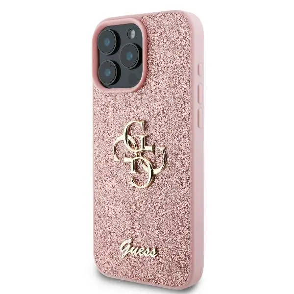Etui Guess hardcase Fixed Glitter Big 4G do iPhone 16 Pro Różowy
