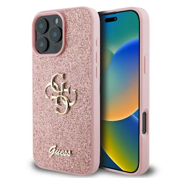 Etui Guess hardcase Fixed Glitter Big 4G do iPhone 16 Pro Różowy