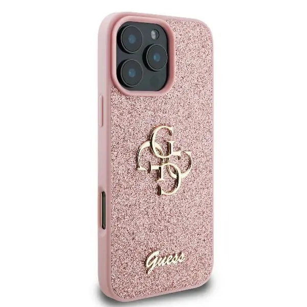 Etui Guess hardcase Fixed Glitter Big 4G do iPhone 16 Pro Różowy