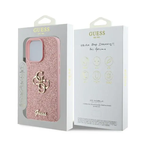 Etui Guess hardcase Fixed Glitter Big 4G do iPhone 16 Pro Różowy