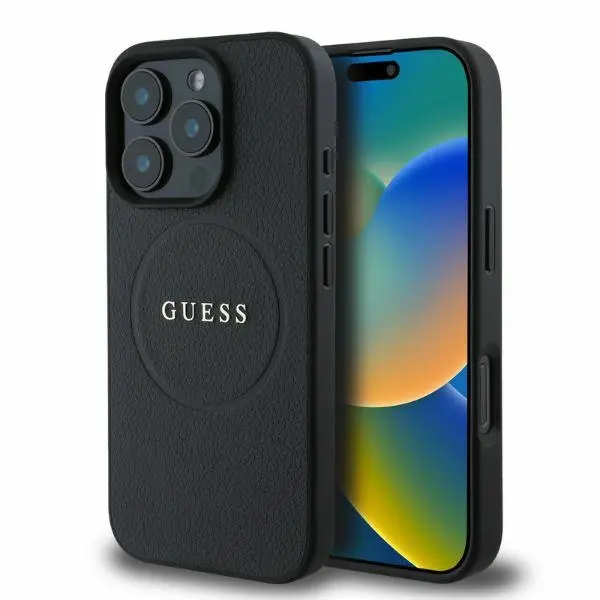 Etui Guess hardcase Grained Ring MagSafe do iPhone 16 Pro Max Czarny