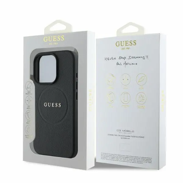 Etui Guess hardcase Grained Ring MagSafe do iPhone 16 Pro Max Czarny