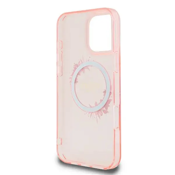 Etui Guess hardcase IML Flowers Wreath MagSafe do iPhone 16 Pro Różowy