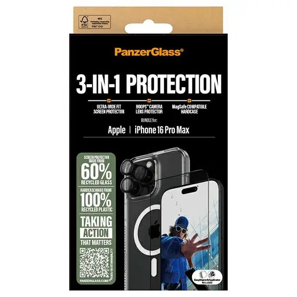 Etui PanzerGlass Bundle 3w1 do iPhone 16 Pro Max Przezroczysty