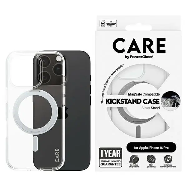 Etui PanzerGlass Kickstand Case do iPhone 16 Pro Srebrny