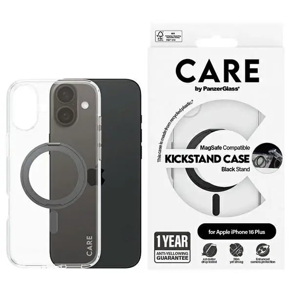 Etui PanzerGlass Kickstand Case MagSafe do iPhone 16 Plus Czarny