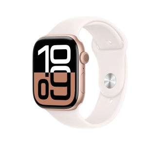 Apple Watch Series 10 GPS AI 42mm aluminium różowe złoto pasek sportowy w kolorze łagodnego różu S/M