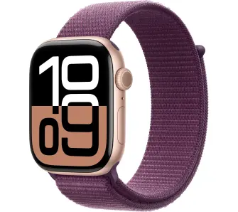 Smartwatch Apple Series 10 GPS koperta 42mm aluminium różowe złoto opaska sportowa dojrzała śliwka