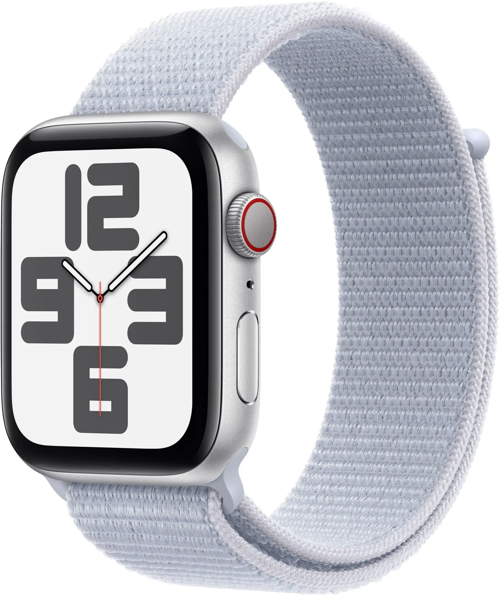 Apple Watch SE GPS + Cellular koperta 44mm aluminium srebrny opaska sportowa błękitnego obłok