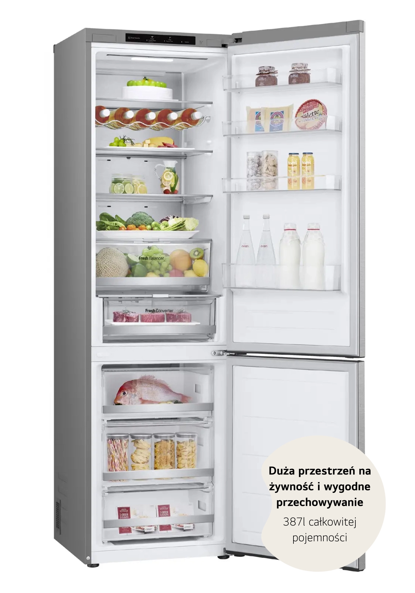 Lodówka LG GBV7280AMB Pełny No Frost 203cm Komora świeżości Inox