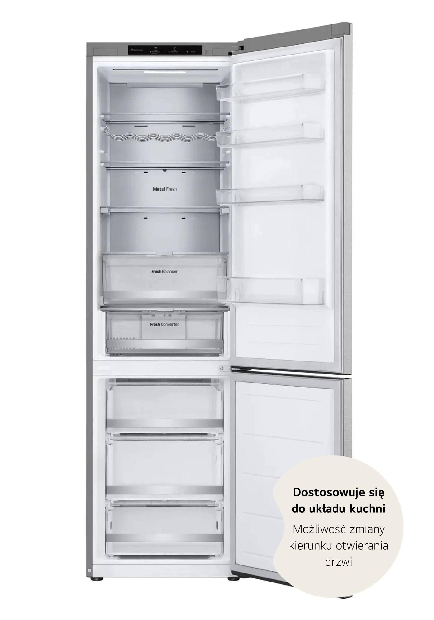 Lodówka LG GBV7280AMB Pełny No Frost 203cm Komora świeżości Inox