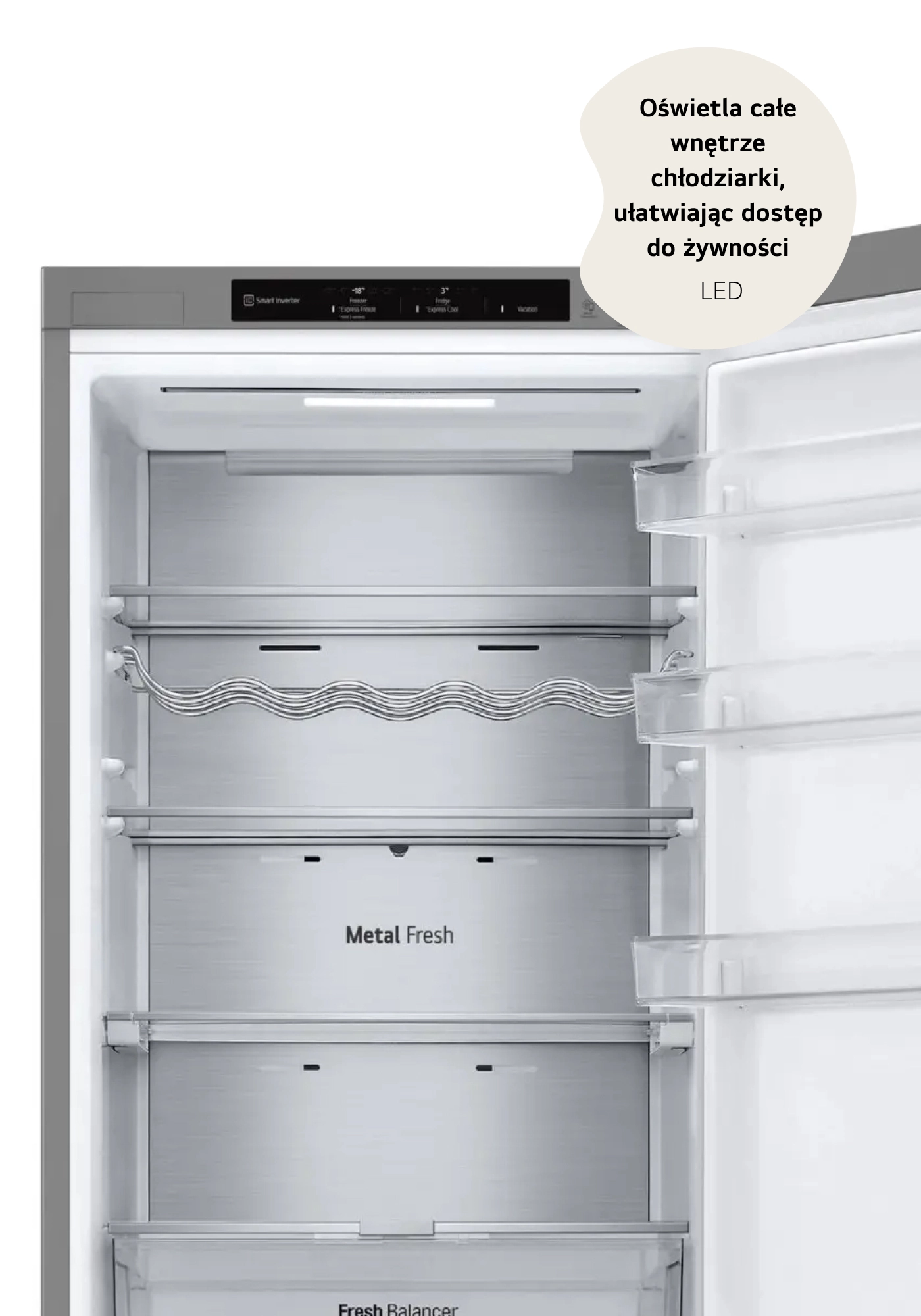 Lodówka LG GBV7280AMB Pełny No Frost 203cm Komora świeżości Inox