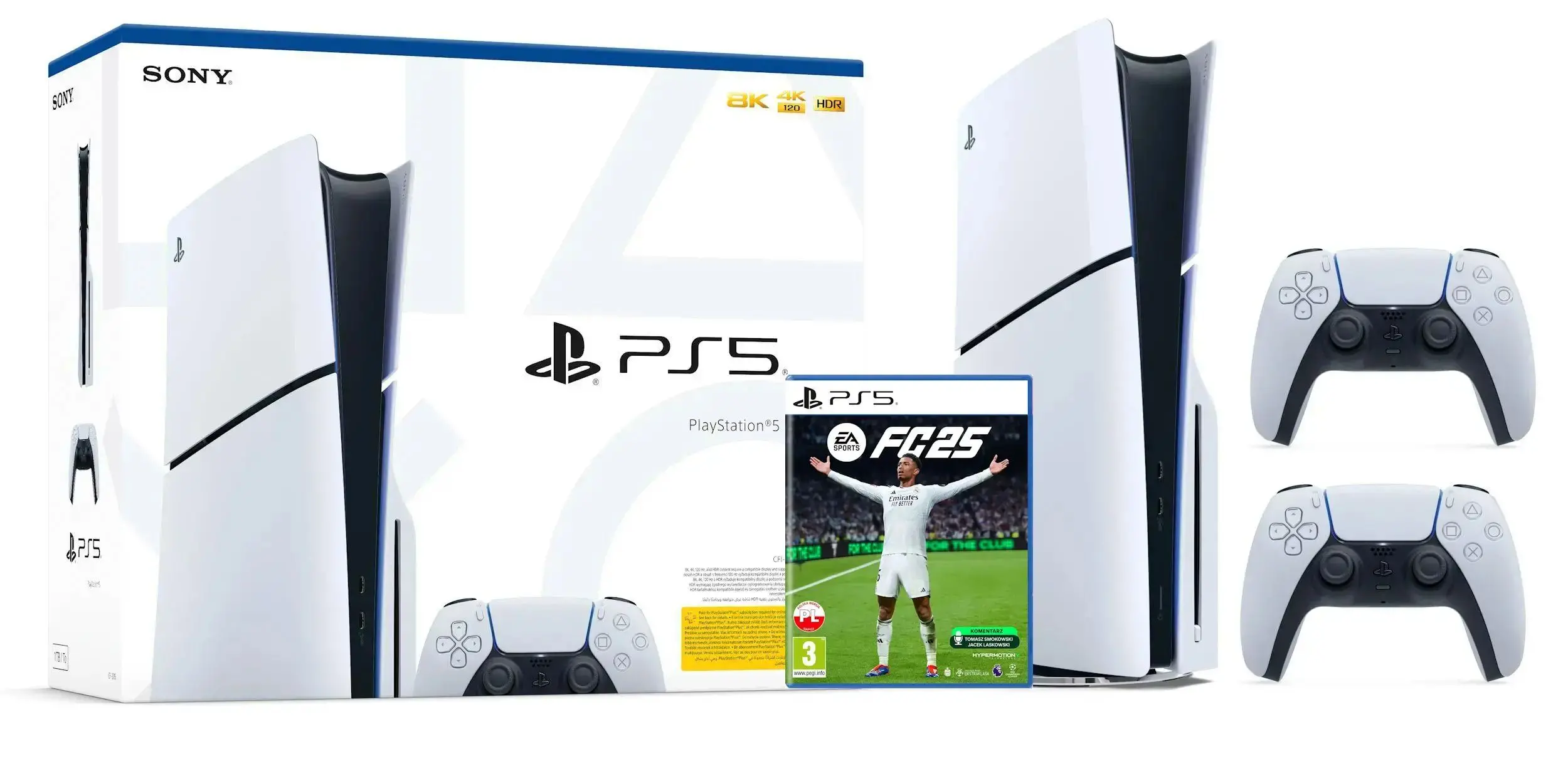 Konsola Sony PlayStation 5 Slim D Chassis (PS5) 1TB z napędem + Dodatkowy Pad Biały + EA SPORTS FC 25