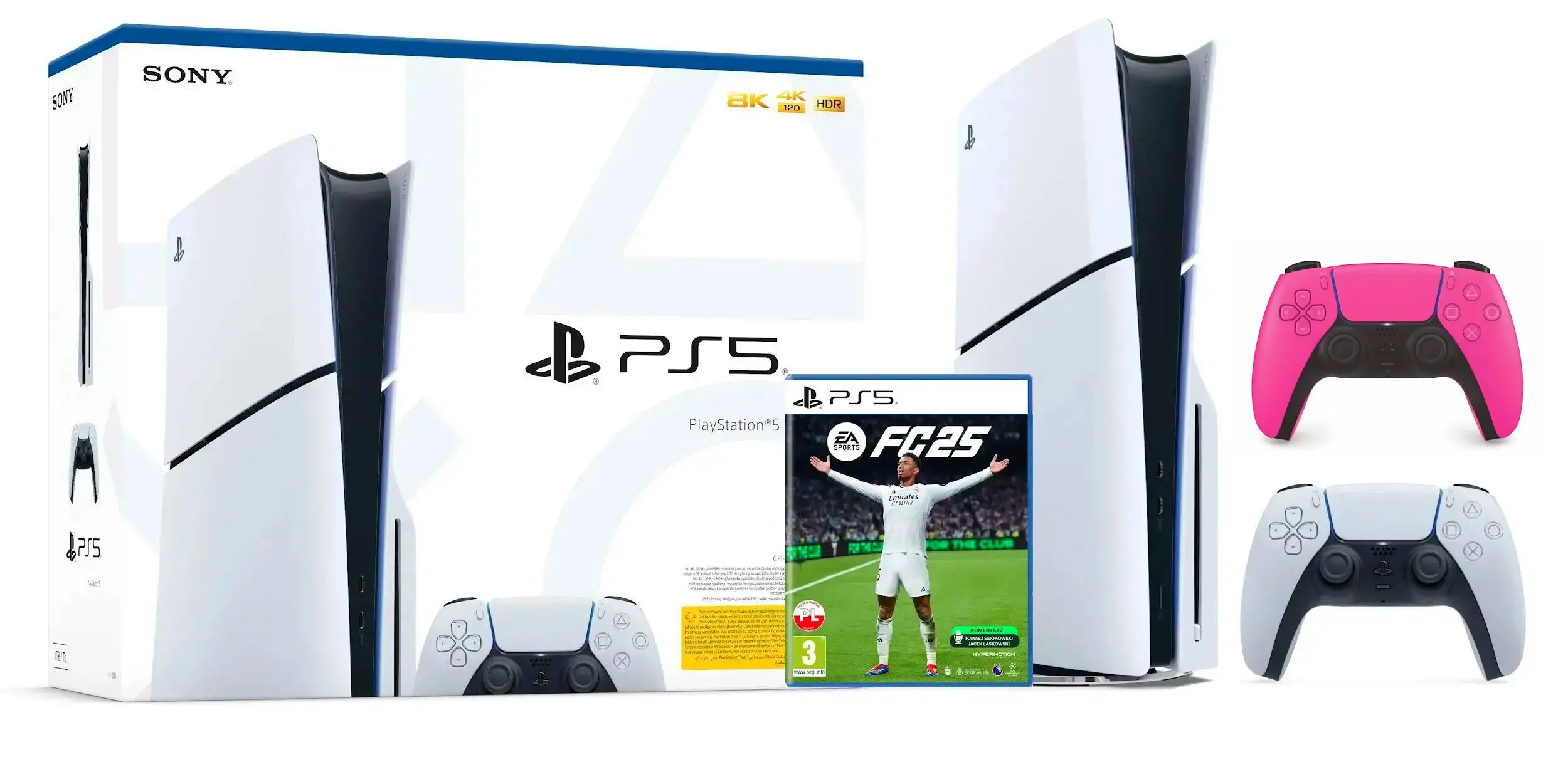 Konsola Sony PlayStation 5 Slim D Chassis (PS5) 1TB z napędem + Dodatkowy Pad Różowy + EA SPORTS FC 25
