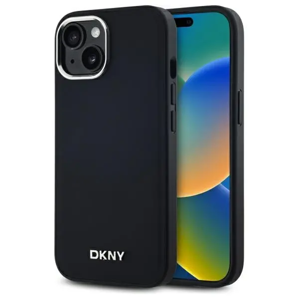 Etui DKNY Plain Logo MagSafe do iPhone 15 Plus Czarny