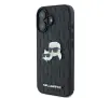 Etui Karl Lagerfeld Monogram Karl&Chaoupette Head Pin do iPhone 16 Plus Czarny