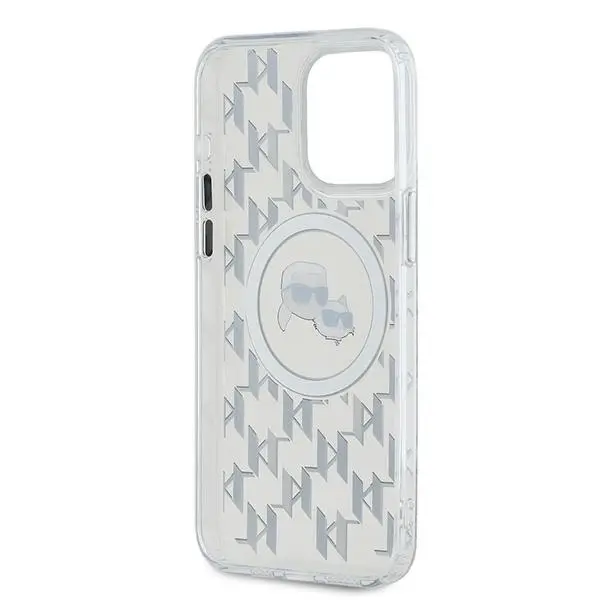Etui Karl Lagerfeld IML Monogram Karl&Choupette Head MagSafe do iPhone 15 Pro Max Przezroczysty