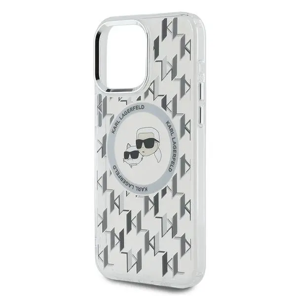 Etui Karl Lagerfeld IML Monogram Karl&Choupette Head MagSafe do iPhone 15 Pro Max Przezroczysty