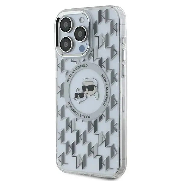 Etui Karl Lagerfeld IML Monogram Karl&Choupette Head MagSafe do iPhone 15 Pro Max Przezroczysty