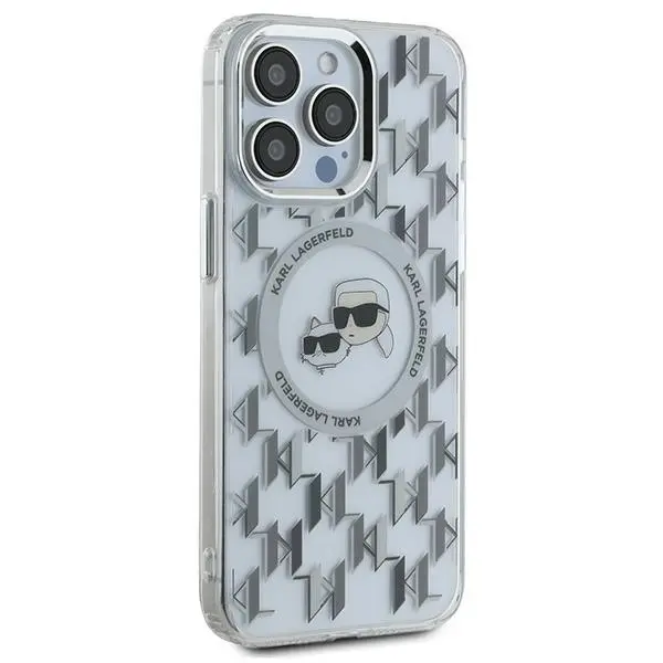 Etui Karl Lagerfeld IML Monogram Karl&Choupette Head MagSafe do iPhone 15 Pro Max Przezroczysty