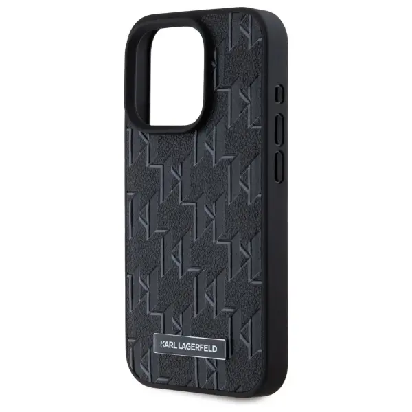 Etui Karl Lagerfeld Leather Monogram Metal Logo MagSafe do iPhone 15 Pro Czarny