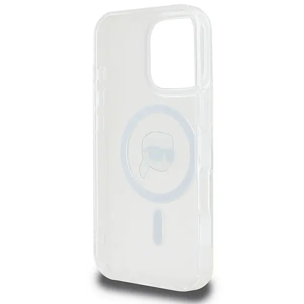 Etui Karl Lagerfeld IML Metal Karl Head MagSafe do iPhone 16 Pro Biały