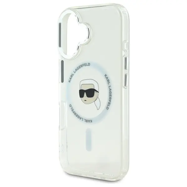 Etui Karl Lagerfeld IML Metal Karl Head MagSafe do iPhone 16 Biały