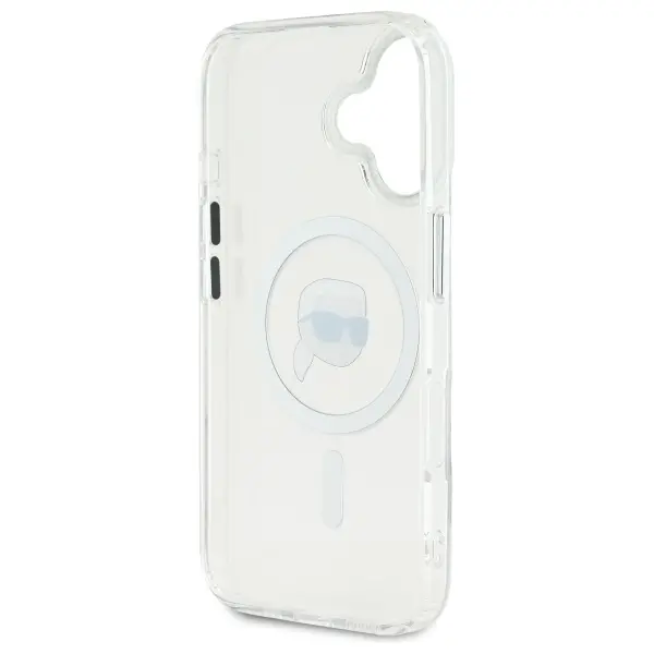 Etui Karl Lagerfeld IML Metal Karl Head MagSafe do iPhone 16 Biały