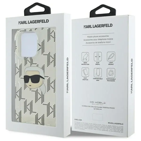 Etui Karl Lagerfeld IML Karl Head Electroplated do iPhone 16 Pro Przezroczysty