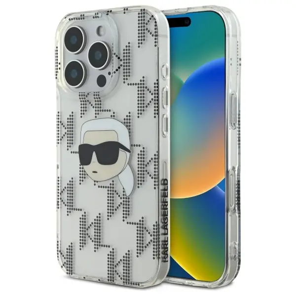 Etui Karl Lagerfeld IML Karl Head Electroplated do iPhone 16 Pro Przezroczysty