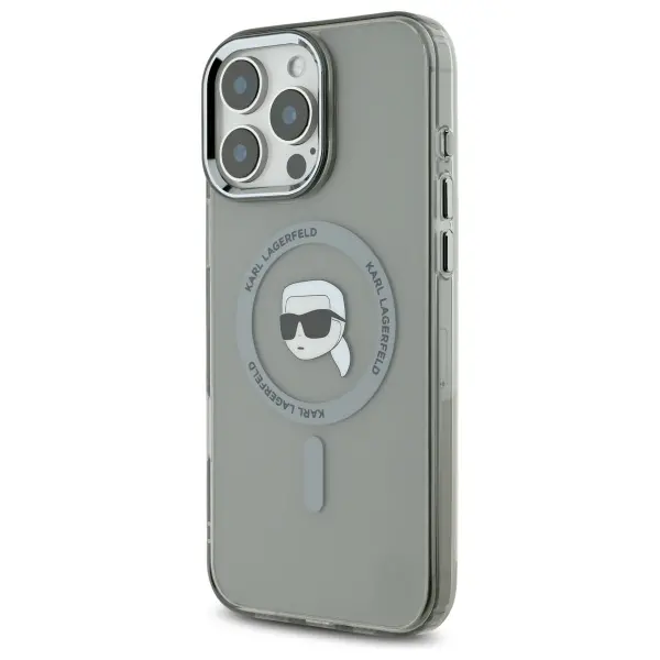 Etui Karl Lagerfeld IML Metal Karl Head MagSafe do iPhone 16 Pro Max Czarny