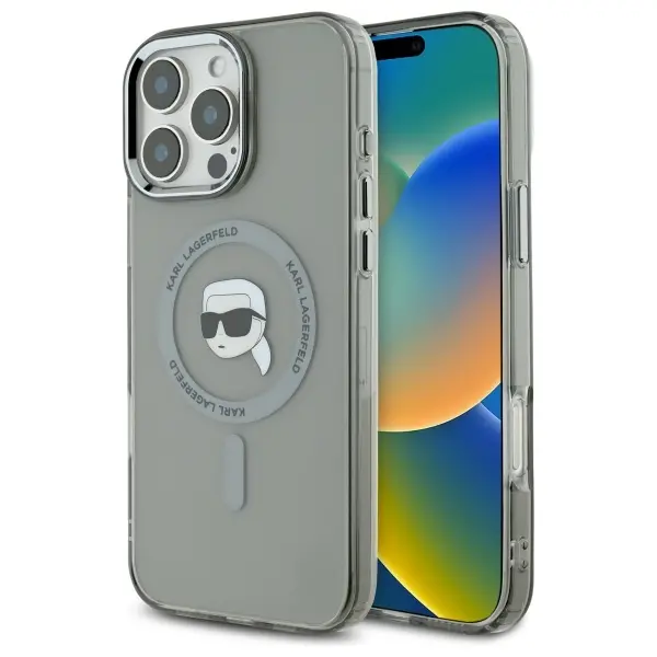 Etui Karl Lagerfeld IML Metal Karl Head MagSafe do iPhone 16 Pro Max Czarny