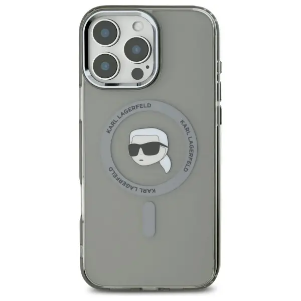 Etui Karl Lagerfeld IML Metal Karl Head MagSafe do iPhone 16 Pro Max Czarny