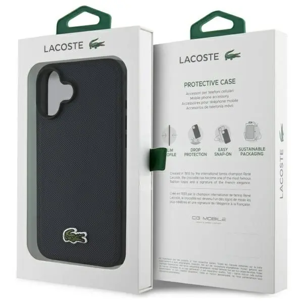 Etui Lacoste Iconic Petit Pique MagSafe do iPhone 16 Plus Granatowy