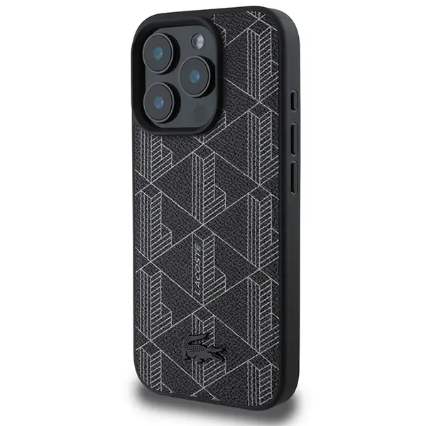 Etui Lacoste Blend Monogram MagSafe do iPhone 16 Pro Czarny