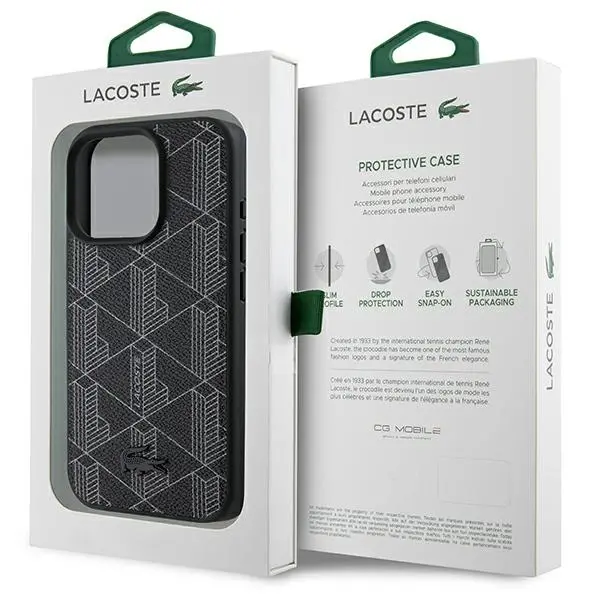 Etui Lacoste Blend Monogram MagSafe do iPhone 16 Pro Czarny