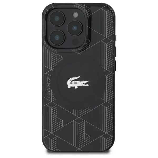 Etui Lacoste IML Blend Monogram MagSafe do iPhone 16 Pro Max Czarny