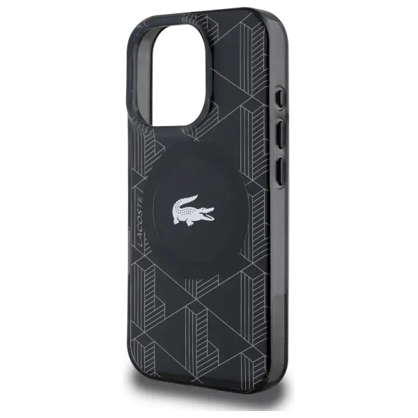 Etui Lacoste IML Blend Monogram MagSafe do iPhone 16 Pro Max Czarny