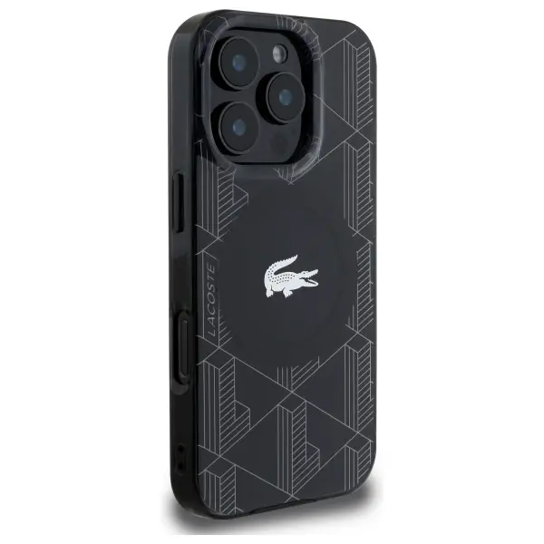 Etui Lacoste IML Blend Monogram MagSafe do iPhone 16 Pro Max Czarny