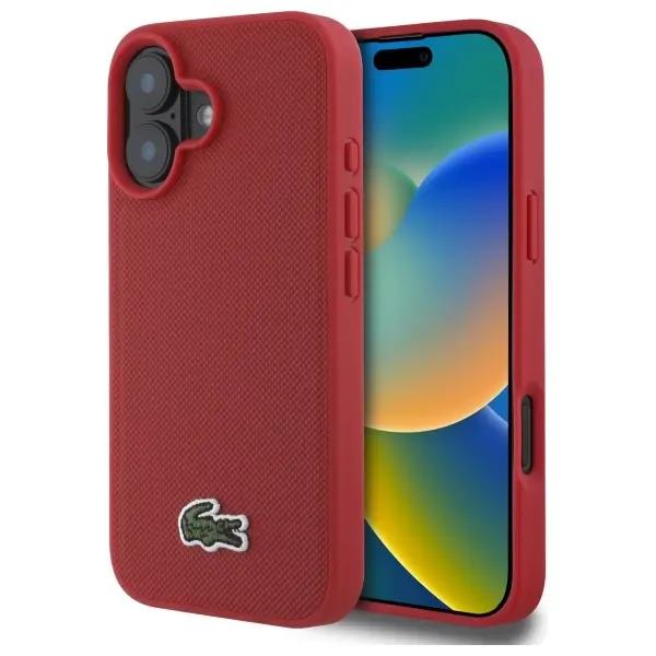 Etui Lacoste Iconic Petit Pique Woven Logo do iPhone 16 Plus Czerwony