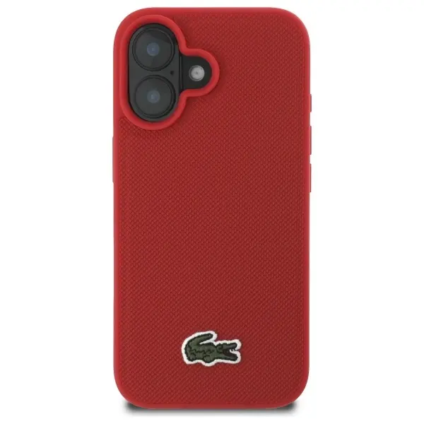 Etui Lacoste Iconic Petit Pique Woven Logo do iPhone 16 Plus Czerwony
