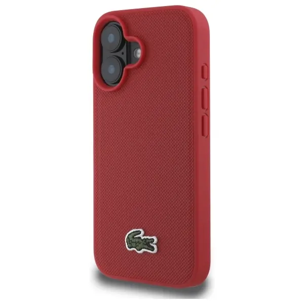 Etui Lacoste Iconic Petit Pique Woven Logo do iPhone 16 Plus Czerwony