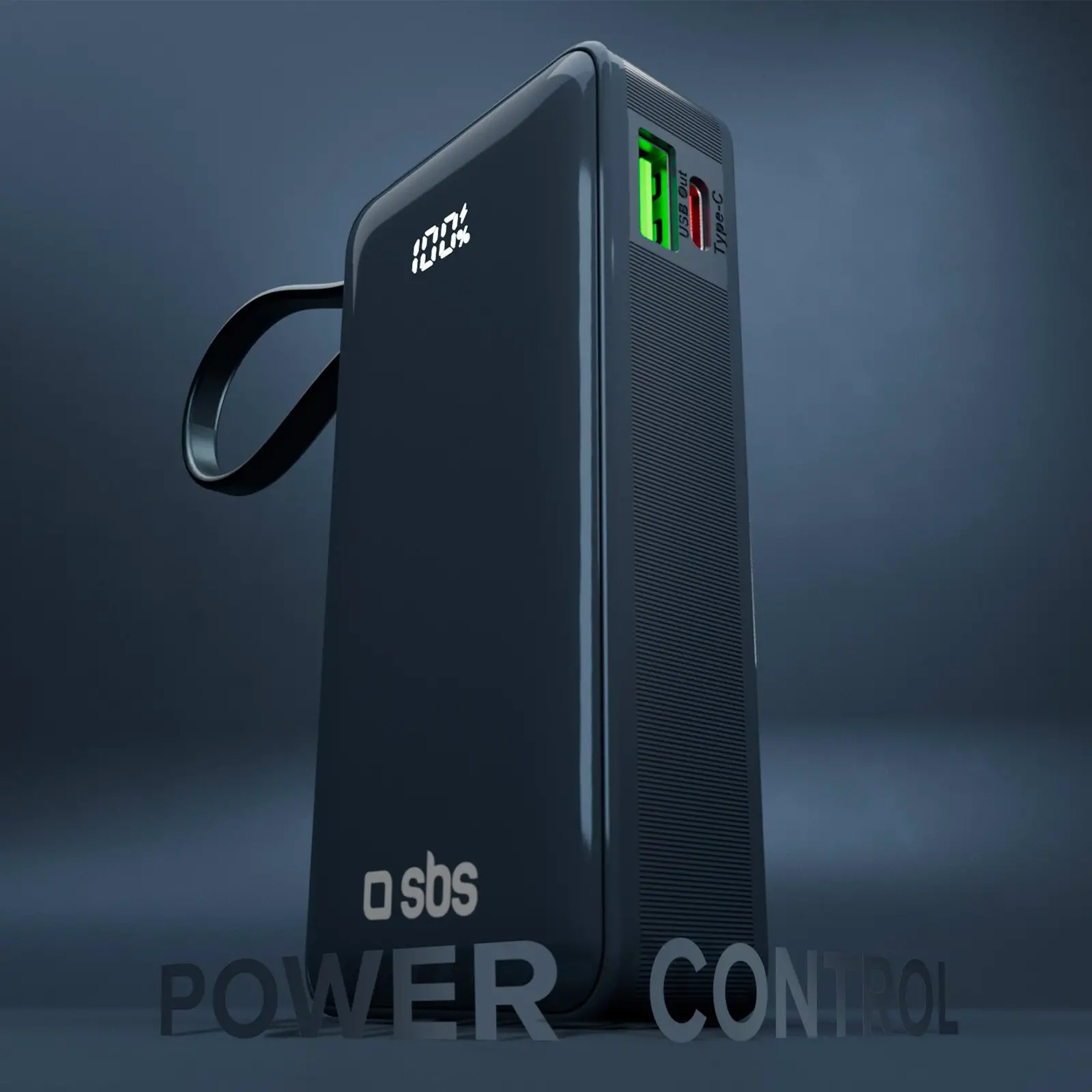 Powerbank SBS TTBB10000LCDTCPD20B 10000mAh PD 20W Wbudowany kabel USB-C Niebieski