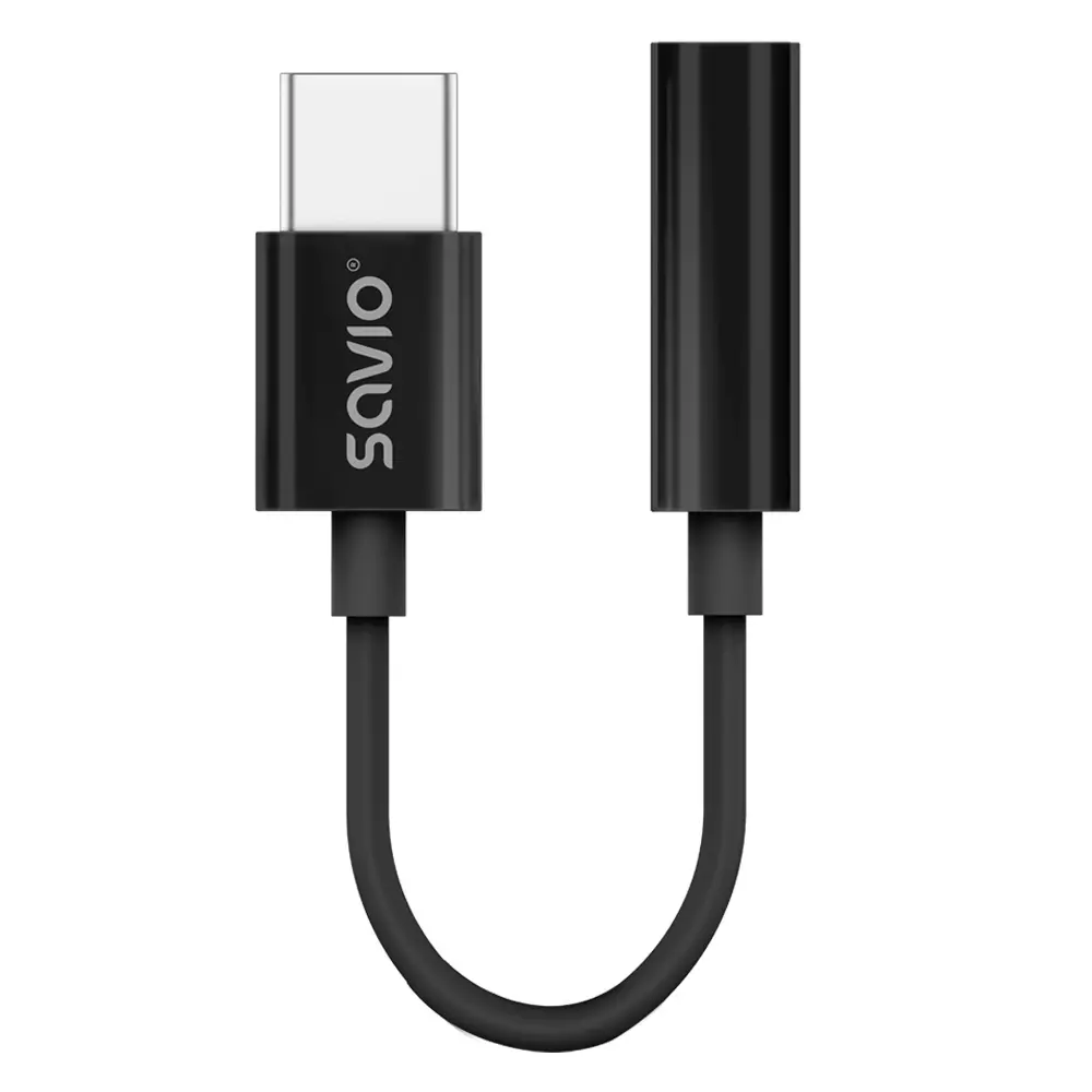 Adapter Savio AK-74 USB-C - mini jack 3,5mm Czarny