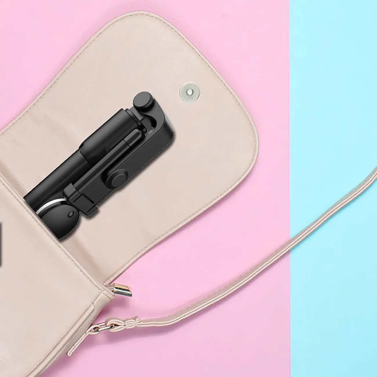 Selfie stick Hurtel WR1YXS 0,71m z lampką Czarno-srebrny